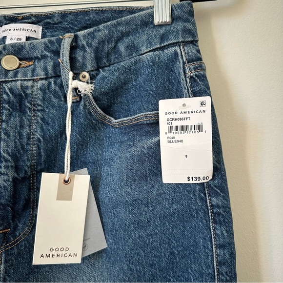 NWT Good American Good Classic Raw Hem High Rise Jeans In Blue Size 29 - Picture 4 of 7